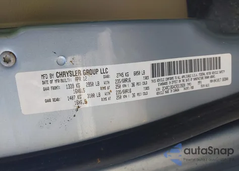 2012 Chrysler Town & Country Touring из США, поврежденный, VIN 2C4RC1BG4CR313920